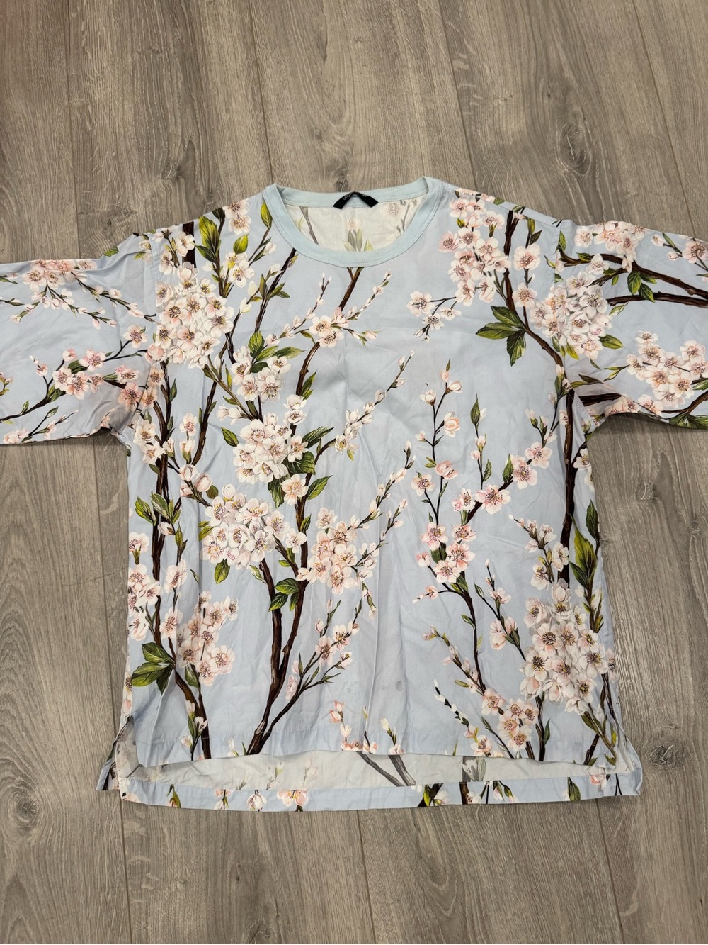 Men’s DOLCE & GAVBANA Blue Floral Cherry Blossom Tee